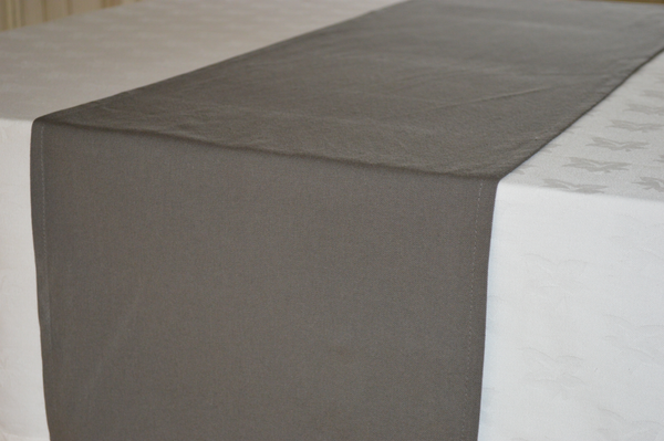 Table Runner, 100% Cotton Plain Dyed Charcoal Grey 33x230cm 13x91